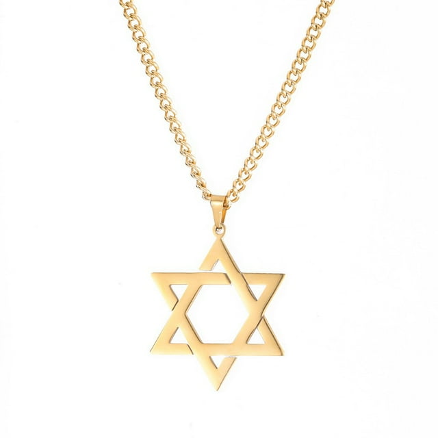 Estrella de David Collar de estrella de seis puntas Hiphop Joyería colgante de acero inoxidable (oro plata 2 piezas)