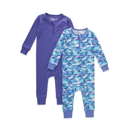 

Hanes Zippin Baby Knit Long Sleeve Footless Zip Sleep N Play Snug-Fit 4-Way Stretch Boys & Girls 2-Pack Purple Camo Assorted 0-6M