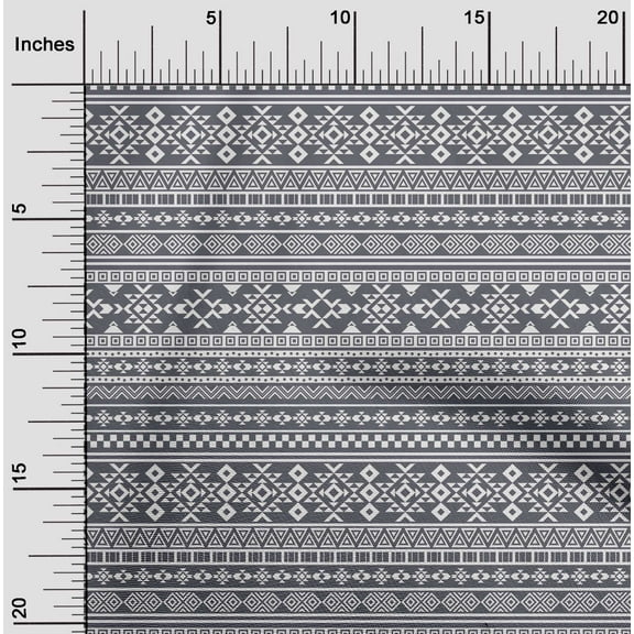 oneOone Cotton Jersey Gray Fabric Geometric Tribal Craft Projects Decor Fabric Printed By The Yard 58 Inch Wide