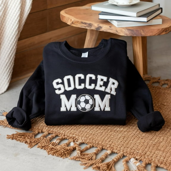 Embroidered Personalize Soccer Mom Kids Name On Sleeve Sweatshirt, Mom Soccer Sweater, Soccer Mama Shirt, Gift for Soccer Mom, Soccer Season