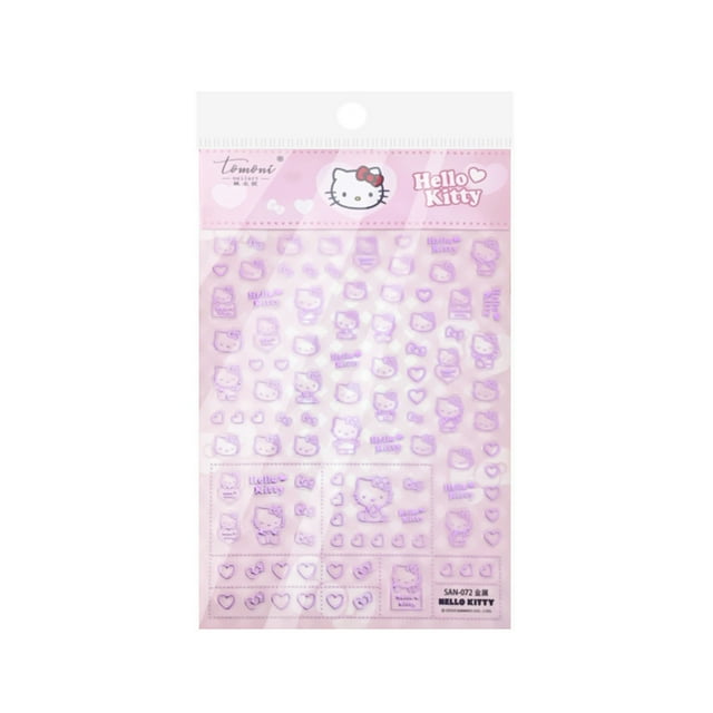 Metal Sanrio Hello Kitty 5D Nail Stickers With Fashionable Cartoon Hot Stamping Effect For Girl&Child Back Adhesive Nail Sticker
