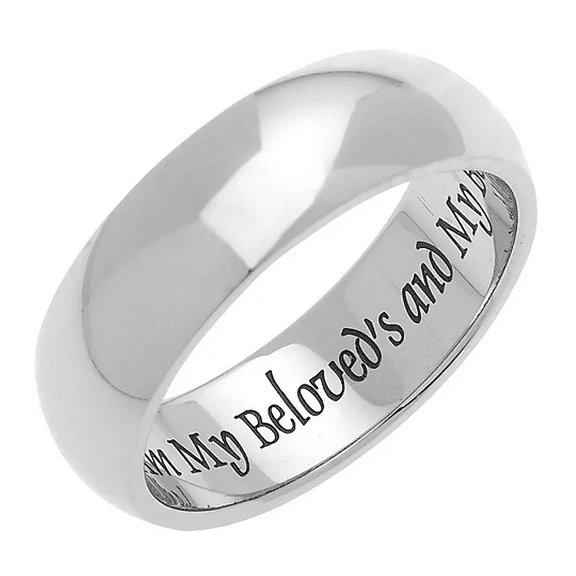 7mm Stainless Steel Men Women Wedding Rings - I Am My Beloved's and My Beloved Is Mine Christian Ring His and Hers Wedding Band a Unique Anxiety & Stress Relief Gift for Women or Men