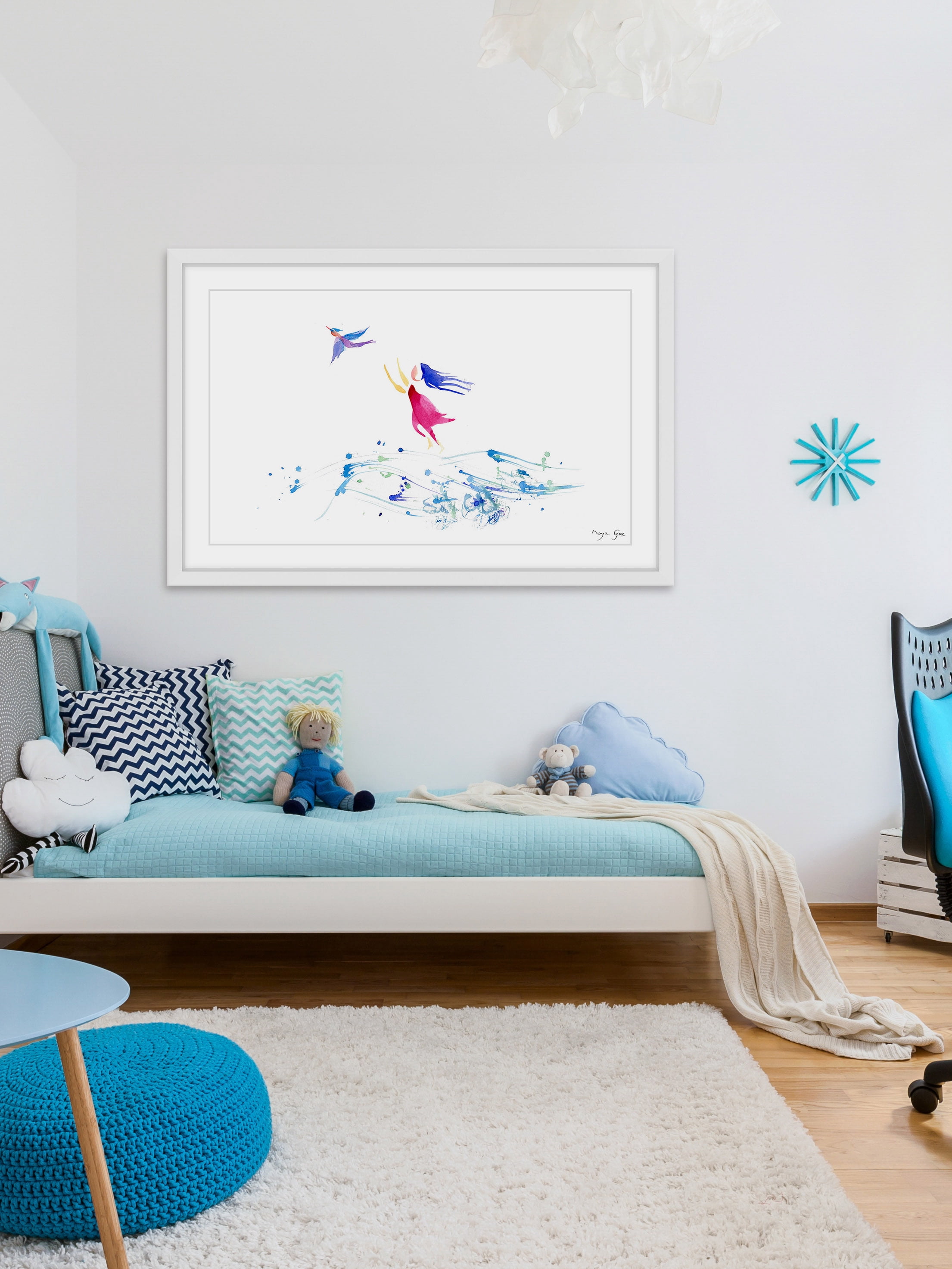 "Woman & Bird" Framed Painting Print