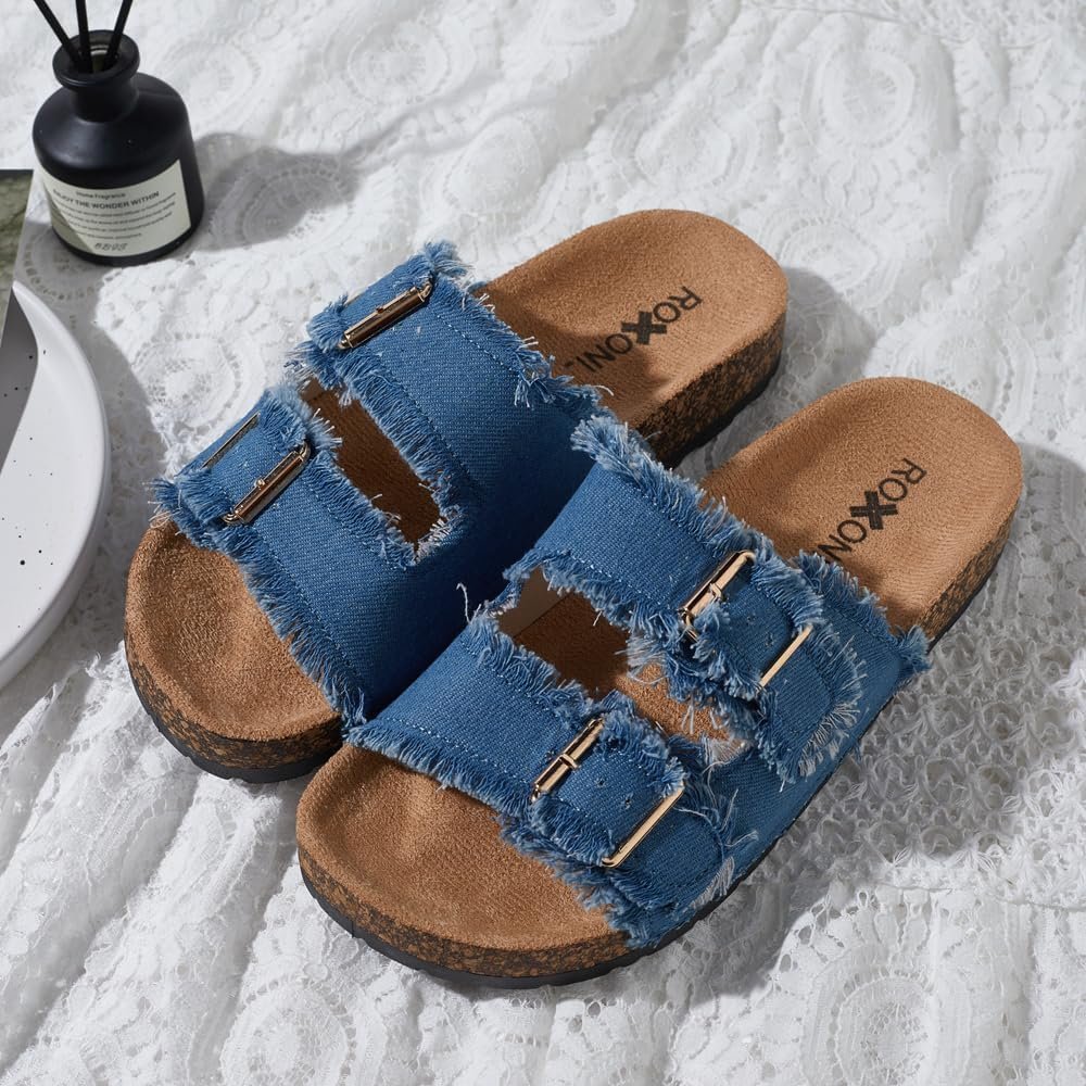 Roxoni Women's Comfort Flat Sandals with Double Buckle Straps photo 6