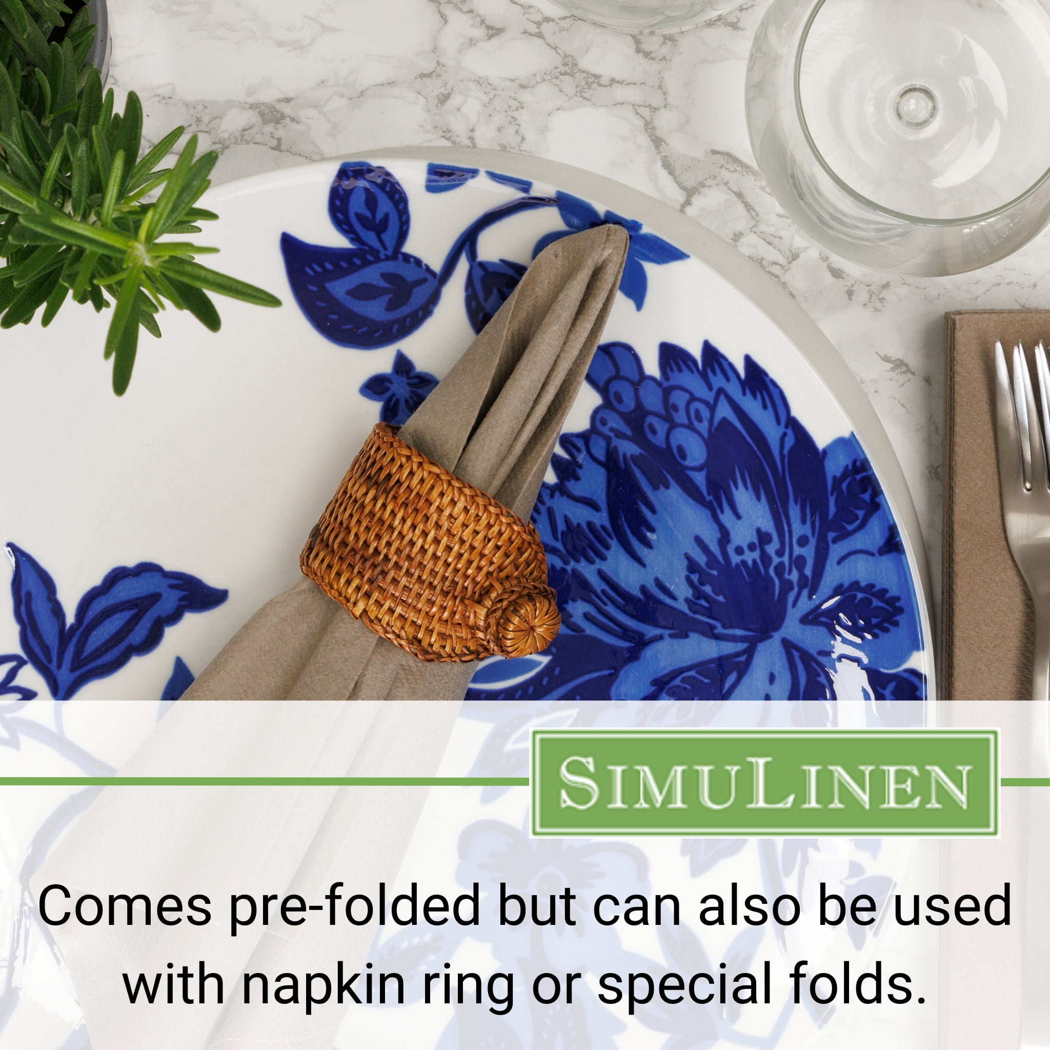 SimuLinen 16"x16" Signature Color Dinner Napkins - BEIGE GREY - 50 Napkins