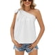 thumbnail image 1 of Blusa sin mangas con lazo y una sola tira, corte holgado para mujer, color blanco, estilo veraniego elegante de talla mediana, 1 of 6