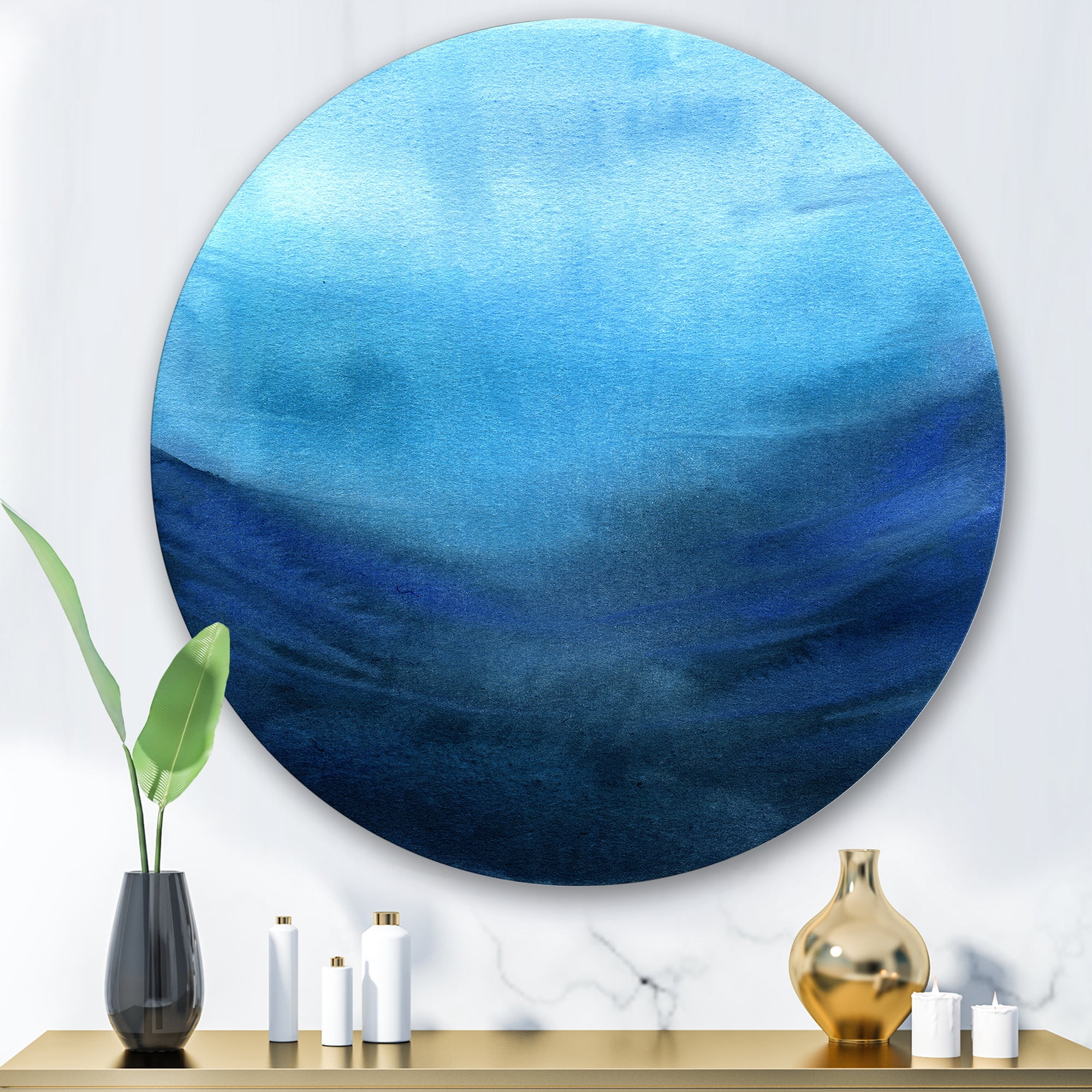 Designart 'Aquatic Underwater Compostion' Nautical & Coastal Circle Metal Wall Art 36x36 - Disc of 36