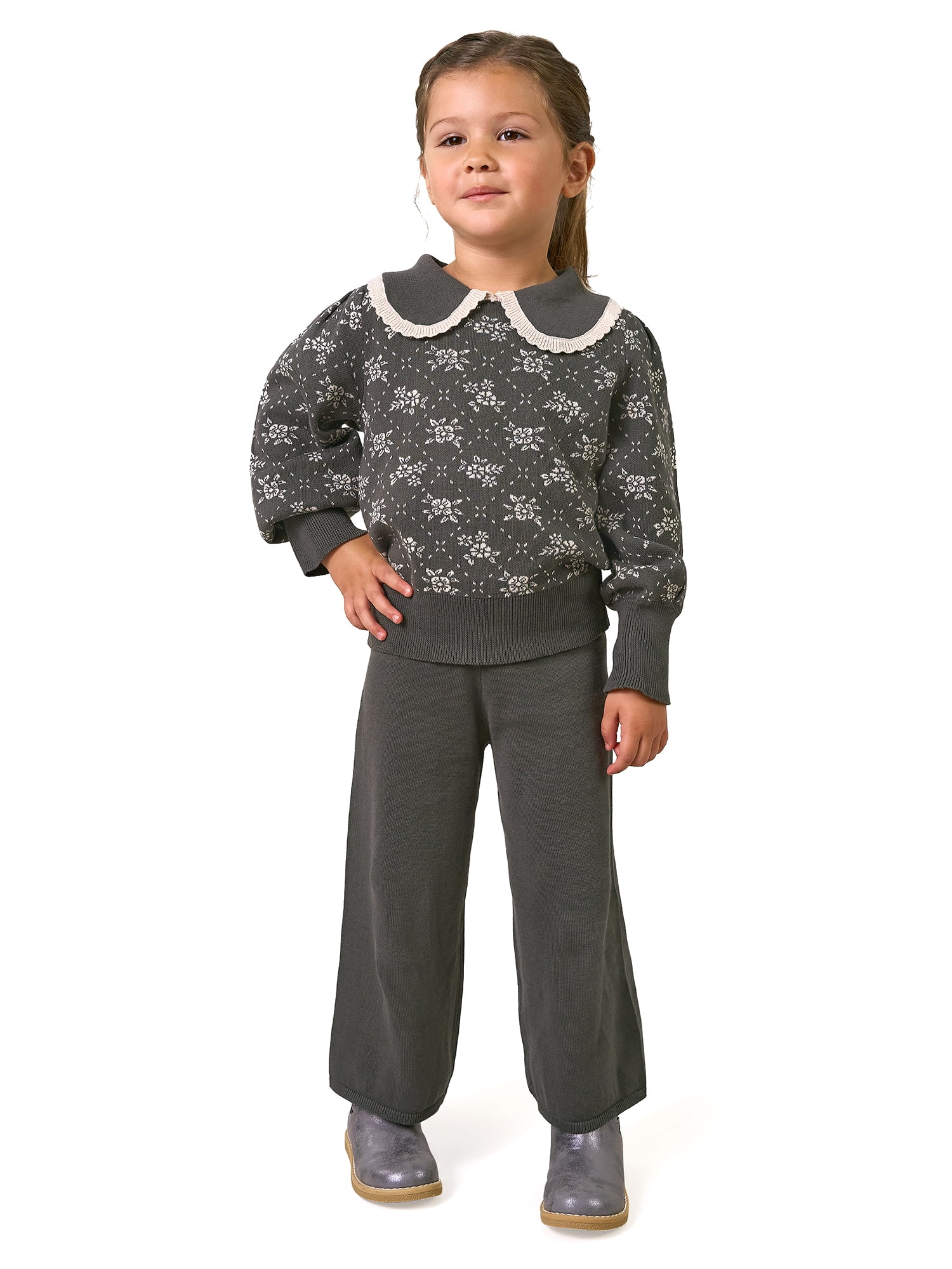 Modern Moments by Gerber Toddler Girl Collar Sweater and Pant Set, 2-Piece, Sizes 12 Months - 5T