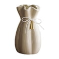 thumbnail image 2 of AURIGATE Ruffled Ceramic Flower Vase, 4.13x8.07 Inch Decorative Vase with Bow Tassel for Home Tabletop Decor, 2 of 6