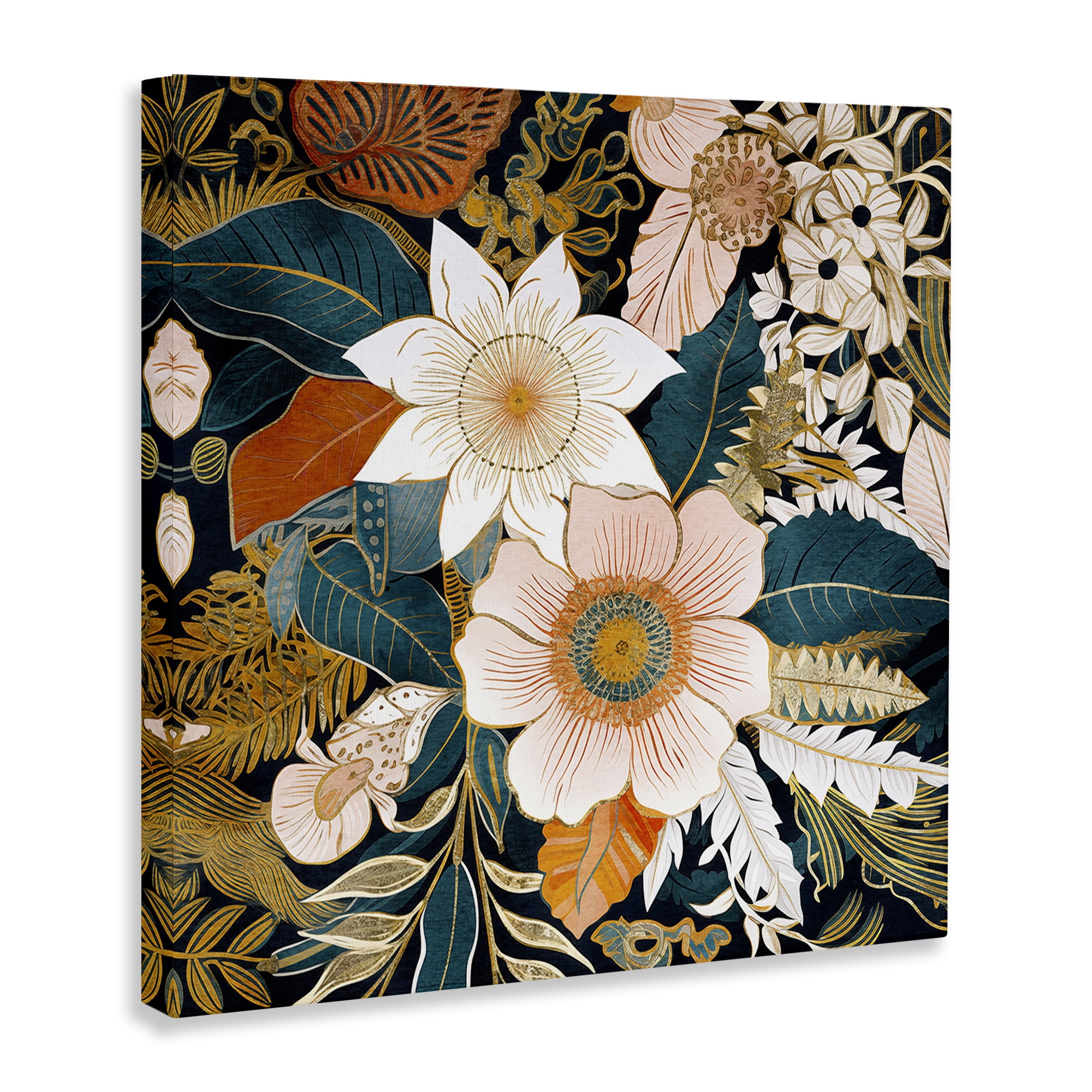 Stupell Industries Eclectic Floral Pattern Botanical & Floral Painting Gallery Wrapped Canvas Art Print Wall Art, 30 x 30