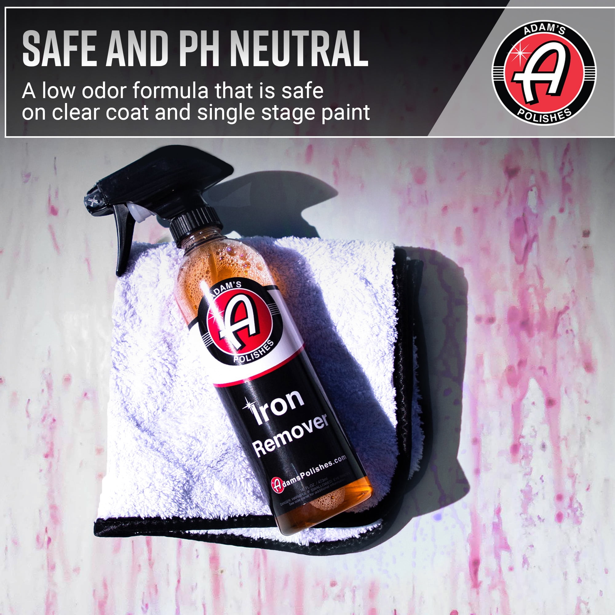 Adam's Polishes Iron Remover (16oz) - Iron Out Fallout & Stop Rust Remover Spray for Car Detailing - Removes Iron Particles in Auto Paint, Wheels, Motorcycle, RV & Boat - Use Before Clay Bar, Wax or