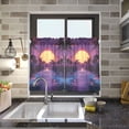 thumbnail image 4 of Yayeee Kitchen Curtains Tier Pair Light Filtering 27"x24" Rod Pocket Short Cafe Window Panel, Blue Neon Road, 4 of 7