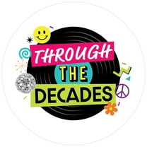 Big Dot of Happiness Through the Decades - 50s, 60s, 70s, 80s, and 90s Party Circle Sticker Labels - 24 Count