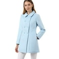 thumbnail image 1 of INSPIRE CHIC Women's Turn Down Collar Double Breasted Mid Length Overcoat, 1 of 7