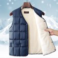 thumbnail image 4 of Timoontee Men's Winter Puffer Vest Casual Comfy Padded Waistcoat Warm Thickened Vest Sleeveless V Neck Vest Solid Button Down Quilted Vest Dark Blue XXXL, 4 of 7