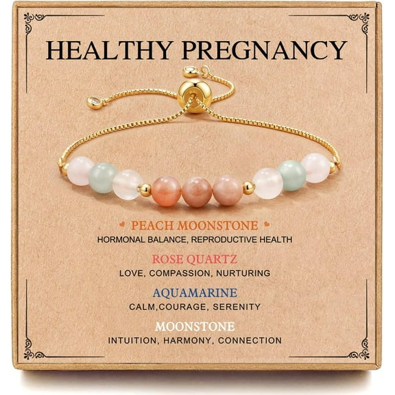 Healthy Pregnancy Gifts, Reproductive Health New Mom Gifts, Moonstone Bracelet for First Time Mom, Mothers Day Christmas Jewelry for Pregnant Women, Daughter, Niece, Sister, Friend, Wife