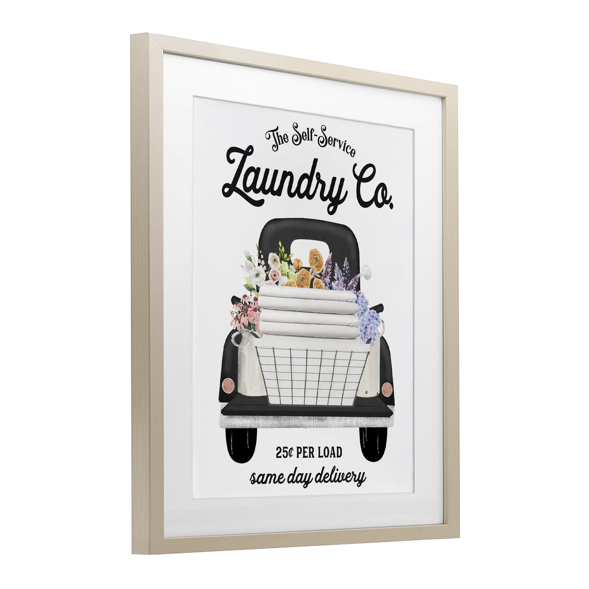 Laundry Service Truck Birch Framed Print Under Glass, design by Lettered and Lined