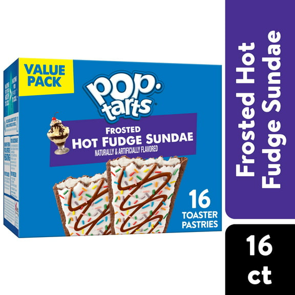 Pop-Tarts Frosted Hot Fudge Sundae Instant Breakfast Toaster Pastries, Shelf-Stable, Ready-to-Eat, 27 oz, 16 Count Box