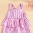 thumbnail image 3 of Faraee Toddler Baby Girl Clothes Ruffles Striped Romper Jumpsuit Suspender Pants Bib Overalls Spring Summer Outfits Pink 18-24 Months, 3 of 5