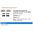 thumbnail image 2 of Front Brake Pad and Rotor Kit - Compatible with 2006 Lincoln Zephyr, 2 of 2