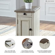 Signature Design by Ashley Casual Bolanburg Chairside End Table with USB Ports & Outlets Two-tone