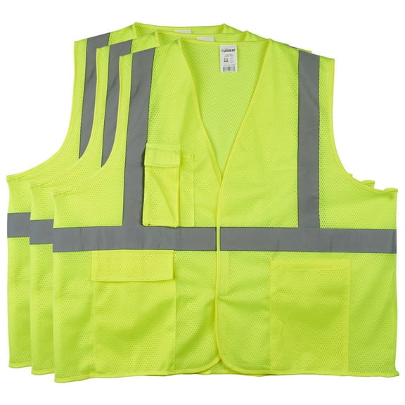 JJ Keller SAFEGEAR 3-pk. L/XL Type R Class 2 Safety Vest - High Visibility Lime