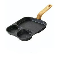 3-in-1 Nonstick Pan Divided Grill Frying Pan, 3 Section Square Egg Skillet, Multifunction Anti-scalding Handle Omelette Pan for Gas Stove and Induction