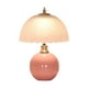 thumbnail image 1 of Lámpara de mesa con forma de hongo, ideal como luz de noche para dormitorio, con pantalla de cristal abovedada. Rosa, 1 of 9