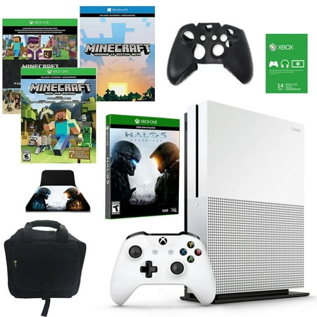 Xbox One S 500GB Minecraft Console with Halo 5 Guardians Game and Accessories Bundle