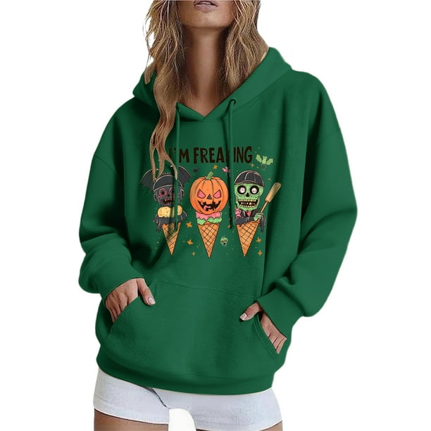 Ailaofu Womens Halloween Sweatshirt Cute Graphic Crewneck Pullover Printed Long Sleeve Fall Outfits Sweatshirts