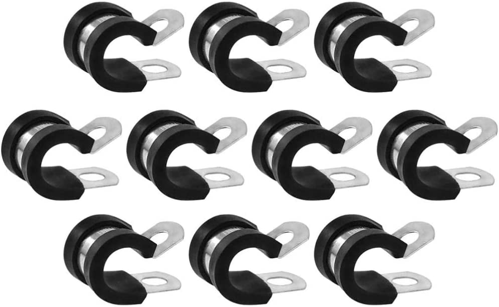 Cable Wire Clips 10pcs Stainless Steel Cable Clamp Rubber Cushioned