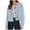 Light Blue, variant on Women's Fashion Cropped Jacket Collared Button Down Short Jacket Long Sleeve Trendy Coat with Pockets for Daily Outings,XXL,Gray