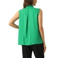 thumbnail image 3 of INSPIRAR CHIC Top sin mangas de verano casual de negocios para mujeres, blusa con cuello atado plisado en verde L para el trabajo de primavera, 3 of 6
