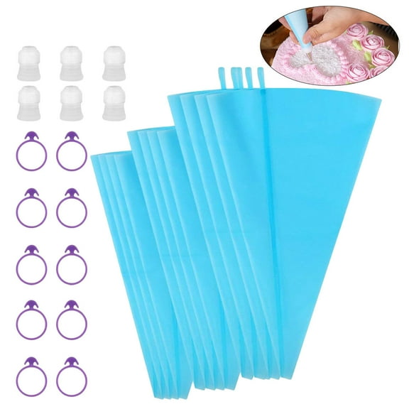 28 Pcs TPU Cake Decorating Supplies Kit Reusable and Disposable Pastry Bags Set with 10 Piping Ties 6 Piping Tips and 12 Tips Bags