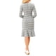 thumbnail image 3 of Vestido de cóctel elegante de mujer tipo sirena de manga larga de tweed, vestido ajustado L blanco, 3 of 5