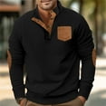 thumbnail image 6 of Gephdiin Long Sleeve Shirts for Men Men's T-Shirts Classic Long Sleeved Collar T Shirt Button Down Shirt Pocket T Shirt Mens Long Sleeve Tee Shirts Graphic Tees Men Corduroy Black S, 6 of 9