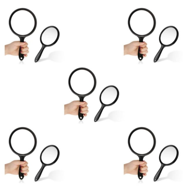 Decodeary Lot de 2/lot Miroir à Main Loupe avec Poignée Flexible en Plastique Grande Lentille Loupe à Main Noir 5ensemble