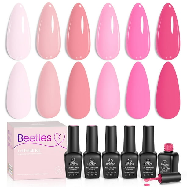 Set de esmaltes en gel Beetles Pink Melody, 6 colores, 7,5 ml, UV/LED