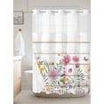 thumbnail image 3 of No Hook Shower Curtain Set with Snap in Liner, Watercolor Flower Butterfly on Wood Barn Waterproof Bathroom Curtain with See Through Top Window, Colorful Floral Double Shower Curtains for Bathtub, 3 of 9