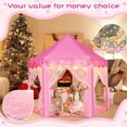 thumbnail image 2 of Princess Tent Girls Large Playhouse Kids Castle Play Tent with Star Lights Toy for Children Indoor and Outdoor Games, 55'' x 53'' (DxH) (Pink Princess Tent with Play Mat), 2 of 6