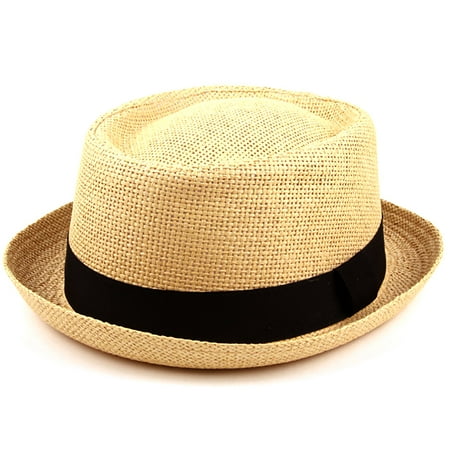 Spring Summer Unisex Porkpie Hat Straw Fedora 507HFS