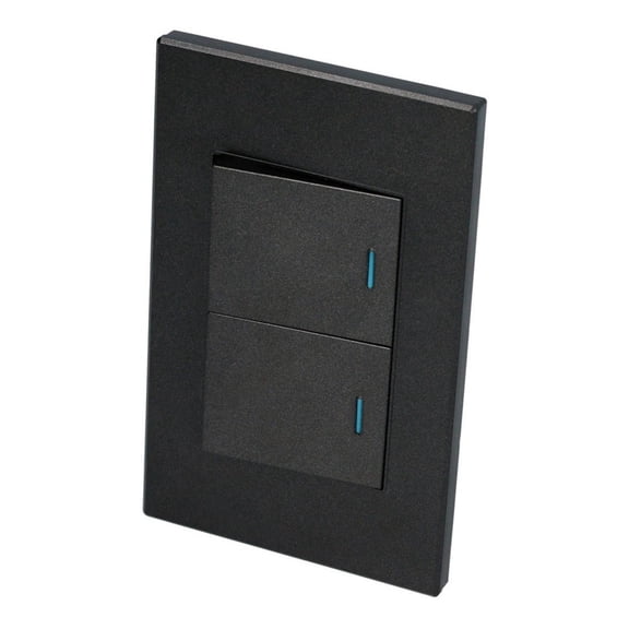 Placa Con 2 Apagadores Negro 1/2 40000 Ciclos De Uso Surtek Surtek P622N