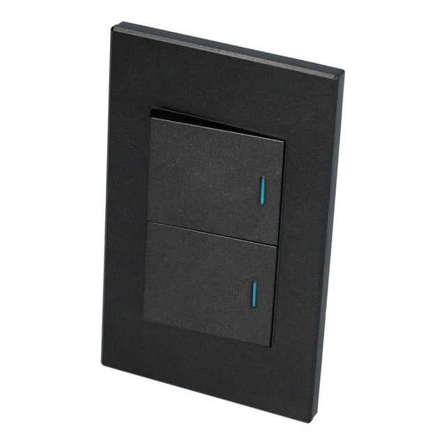 Placa Con 2 Apagadores Negro 1/2 40000 Ciclos De Uso Surtek SURTEK P622N
