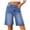 Dark Blue, variant on Sakmal Bermuda Shorts for Women Blue Jean Denim Solid High Waisted 9 Inch Inseam Shorts with Pockets