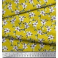 thumbnail image 3 of Soimoi Yellow Velvet Fabric Leaves & Periwinkle Floral Printed Fabric 1 Yard 58 Inch Wide, 3 of 3
