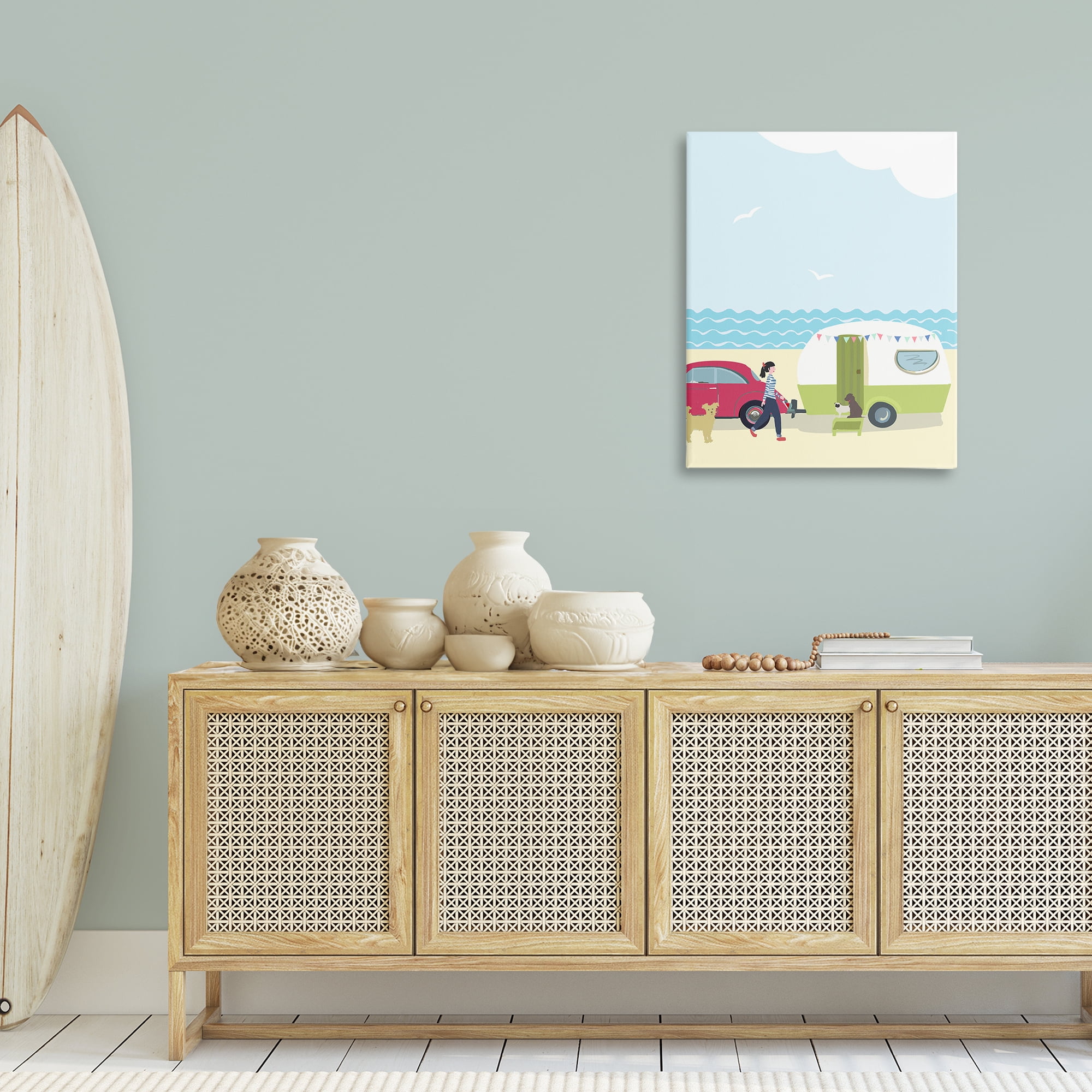 Stupell Industries Beach Day with Dogs Nautical & Beach Painting Wrapped Canvas Art Print Wall Art, 24 x 30