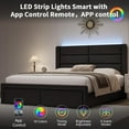 thumbnail image 2 of 4 EVER WINNER Full Bed Frame with LED Light, Modern Upholstered Platform Bed Frame Headboard and Footboard, Black Full Size Bed Frame, Black, 2 of 6