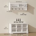 thumbnail image 2 of White Hall Tree Entryway Set with Shoe Bench and Coat Rack, 8 Storage Cubbies, 4 Hooks & Display Shelf, MDF Furniture for Hallway, Living Room and Bedroom, 33.5" W, 2 of 7