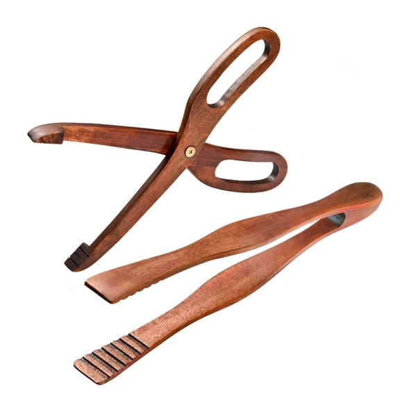 2 Packs Toaster Tongs Reusable Wood Cooking Tongs Scissor Wooden Kitchen Toast Barbecue Tongs BBQ Clip Buffet Food Tongs