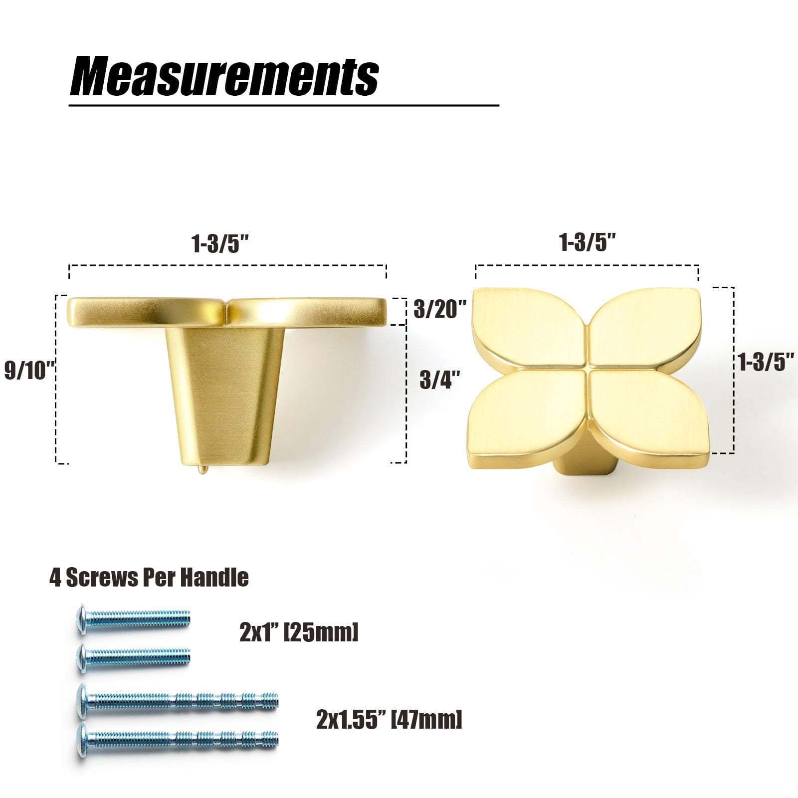 Goo-Ki 6 Pack Drawer Pulls Stylish Cabinets Knobs Modern Dresser Drawers Pulls Handles Brushed Brass Kitchen Hardware Furniture Cupboard Pulls with Screws